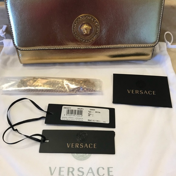 New Versace Gold Medusa Icon Swarovski Crystal Bag - Picture 3 of 8